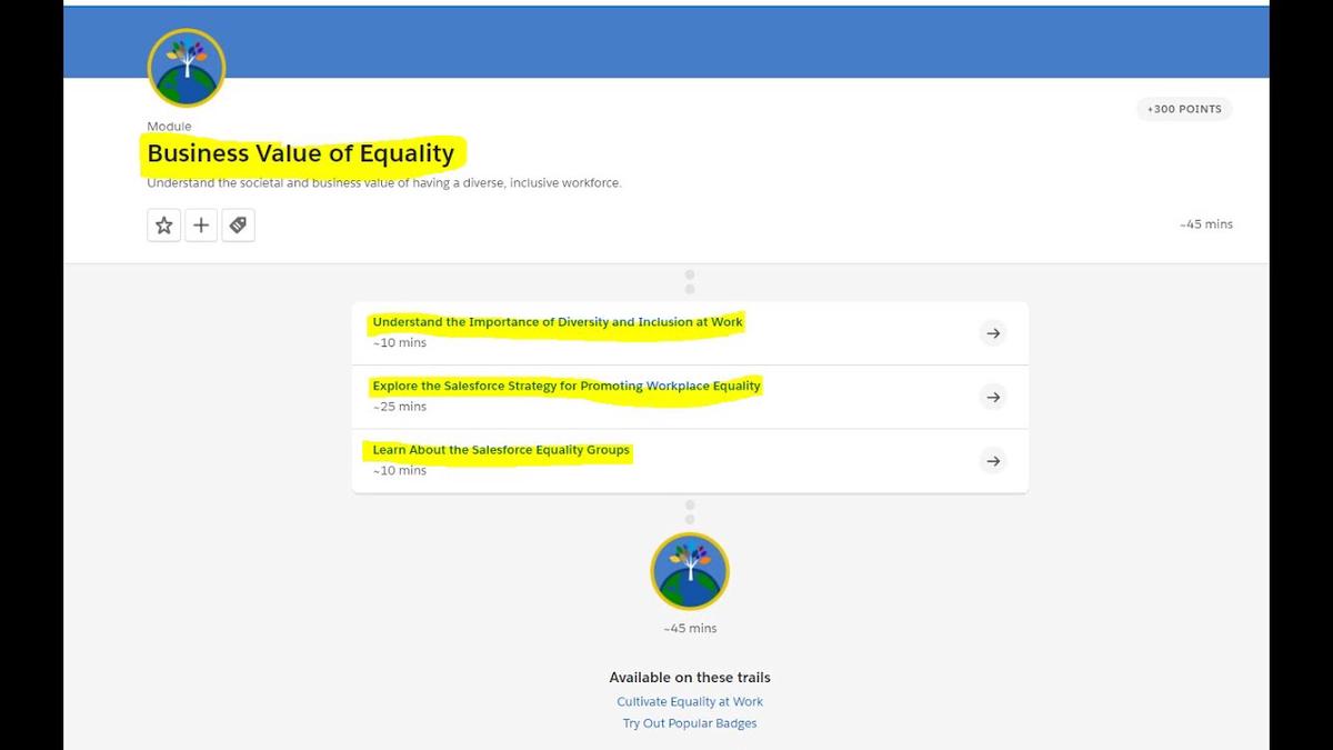 'Video thumbnail for Business Value of Equality: Understand the Importance of Diversity and Inclusion at Work -Trailhead'