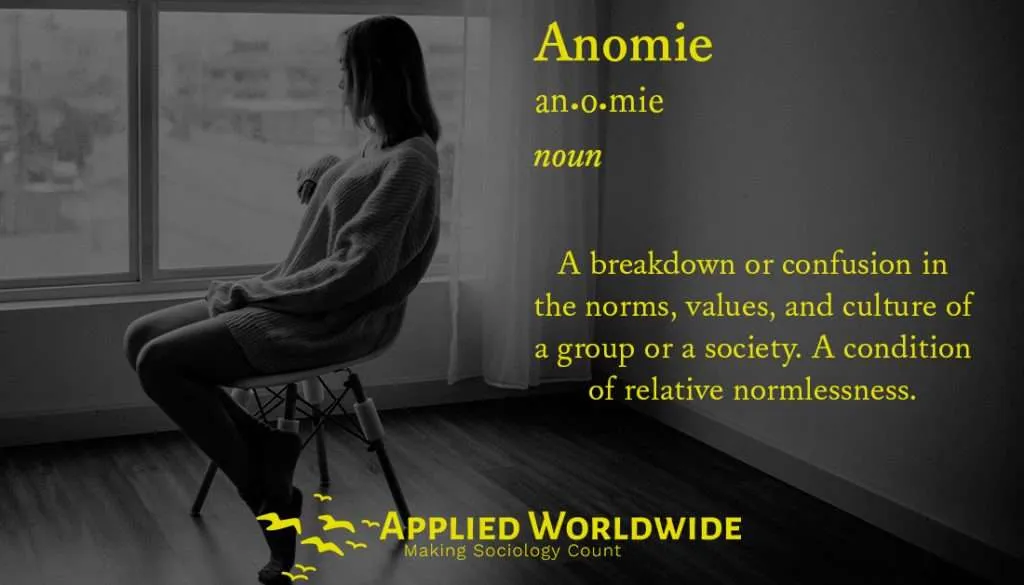 Anomie and Alienation. Anomie is a breakdown or confusion in the norms, values, and culture of a group of society. A condition of relative normlessness. As seen in Alienation and Anomie: Anomie and Alienation in Iran