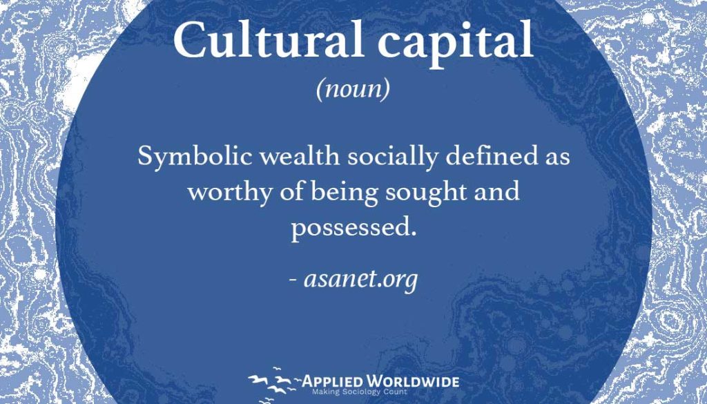 Graphic Defining Cultural Capital Reading "cultural Capital, Noun: Symbolic Wealth Socially Defined As Worthy of Being Sought and Possessed. - Asanet.org)