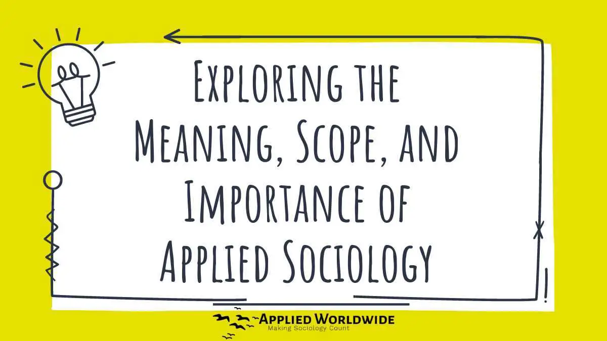 Title Graphic in Yellow and White Reading "exploring the Meaning, Scope, and Importance of Applied Sociology"